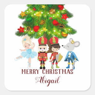 Personalised The Nutcracker, Clara, Christmas Square Sticker