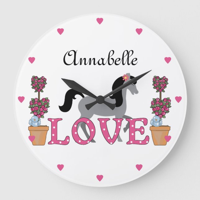 Personalised The Pretty Ponies Love Horse Clock (Front)