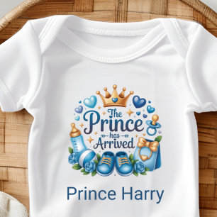 Personalised The Prince Has Arrived Baby Bodysuit