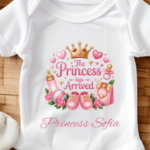 Personalised The Princess Has Arrived Baby Girl Bodysuit
