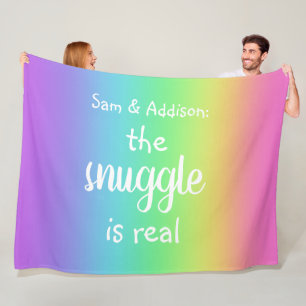 Personalised The Snuggle is Real Rainbow Blanket