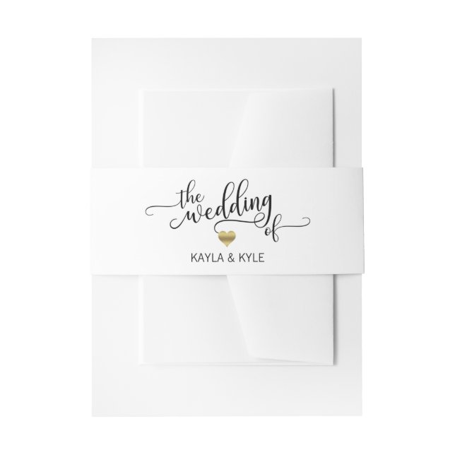 Personalised The Wedding of Black White Wedding Invitation Belly Band (Front Example)