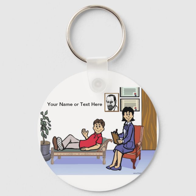 Personalised Therapist, Counsellor - Female Cartoo Key Ring (Front)