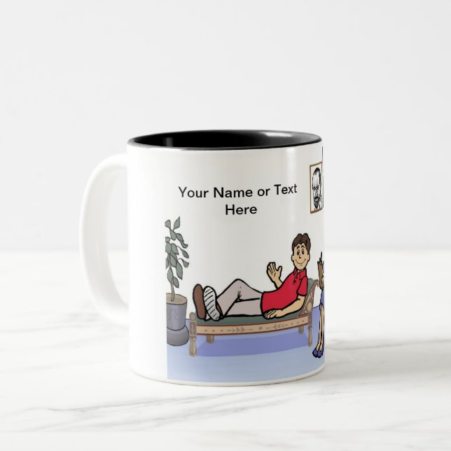 Personalised Therapist, Counsellor - Female Cartoo Two-Tone Coffee Mug (Front Left)