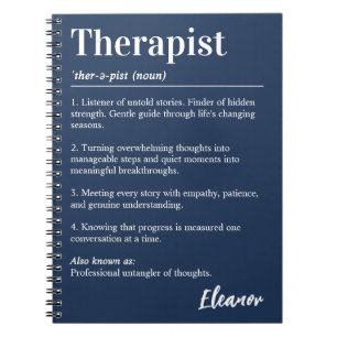 Personalised Therapist Dictionary Definition Navy Notebook