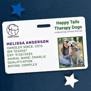 Personalised Therapy Animal Dog Photo ID Badge