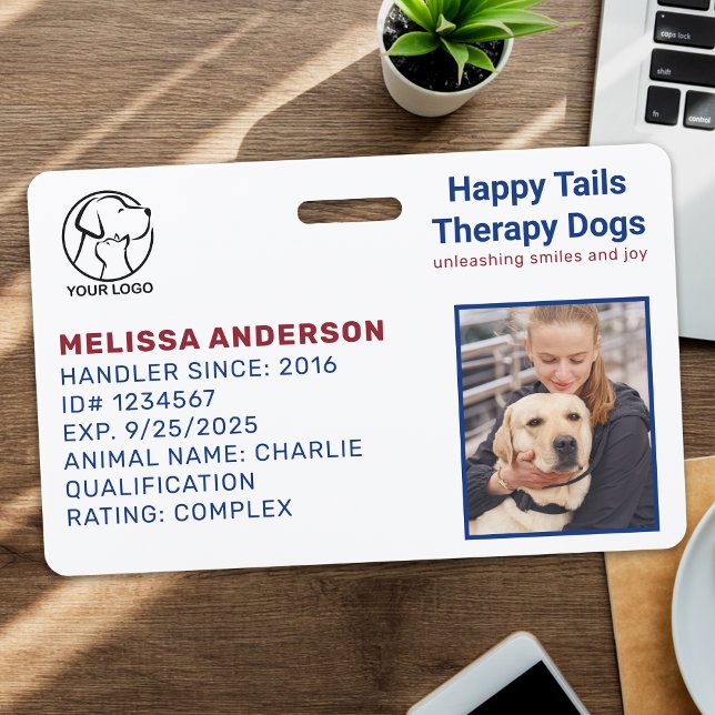 Personalised Therapy Dog Animal Photo ID Badge (Creator Uploaded)