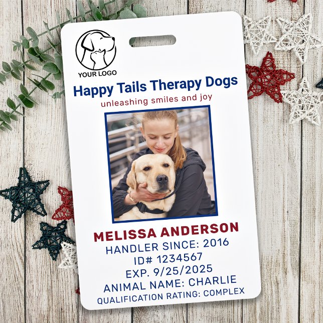 Personalised Therapy Dog Animal Photo ID Badge (Creator Uploaded)