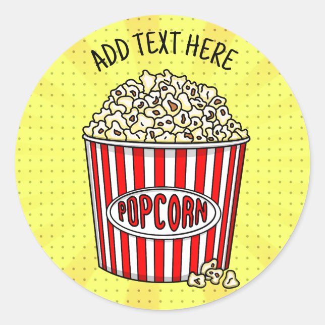 Personalised these Retro Pop Art Popcorn     Classic Round Sticker (Front)