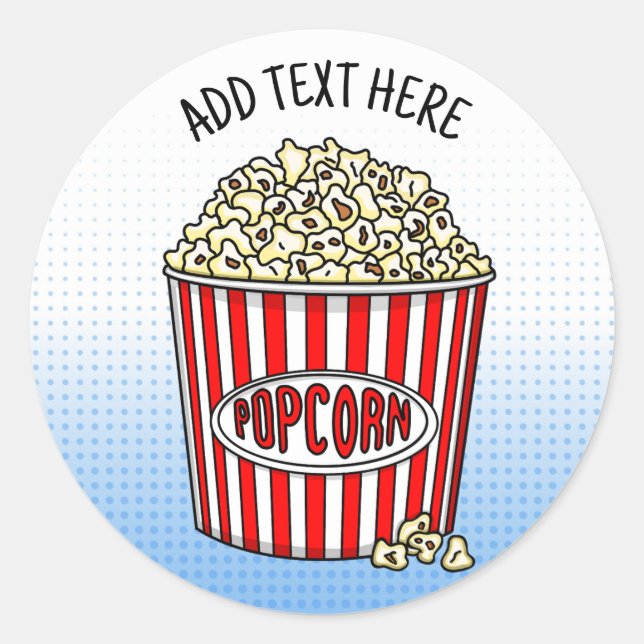 Personalised these Retro Pop Art Popcorn    Classic Round Sticker (Front)