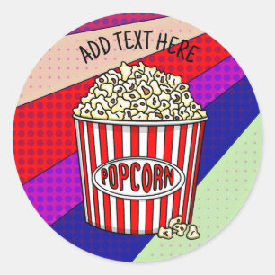 Personalised these Retro Pop Art Popcorn      Classic Round Sticker