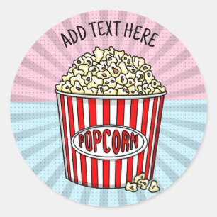 Personalised these Retro Pop Art Popcorn      Classic Round Sticker