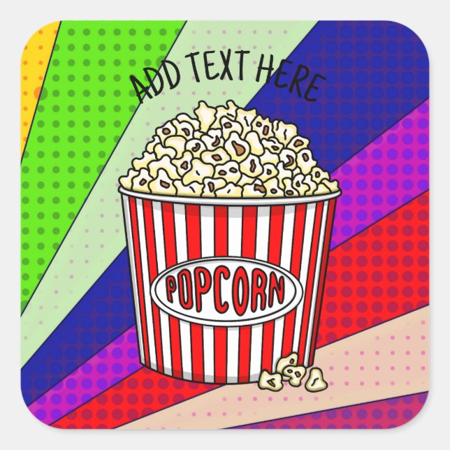 Personalised these Retro Pop Art Popcorn    Square Sticker (Front)