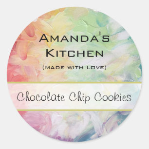 Personalised Thick Textured Abstract Paint Kitchen Classic Round Sticker