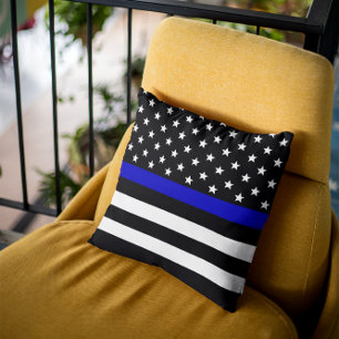 Personalised Thin Blue Line American Flag Cushion