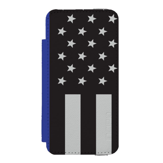 Personalised Thin Blue Line American Flag Incipio iPhone Wallet Case (Folio Front)