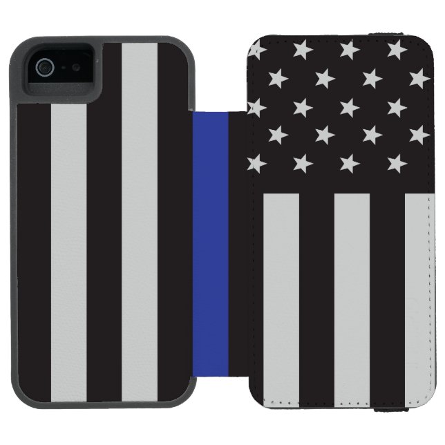 Personalised Thin Blue Line American Flag Incipio iPhone Wallet Case (Folio Open)