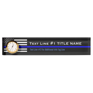 Personalised Thin Blue Line American Flag on a Nameplate