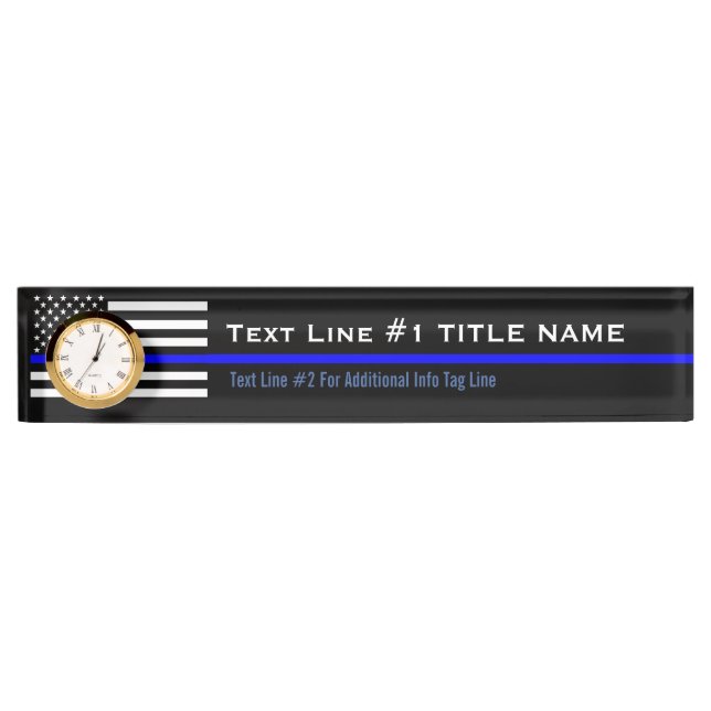 Personalised Thin Blue Line American Flag on a Nameplate (Front)