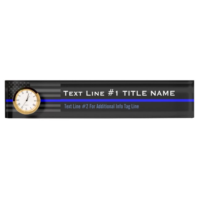 Personalised Thin Blue Line American Flag on a Nameplate (Front)