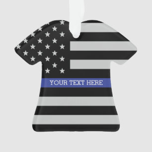 Personalised Thin Blue Line American Flag Ornament