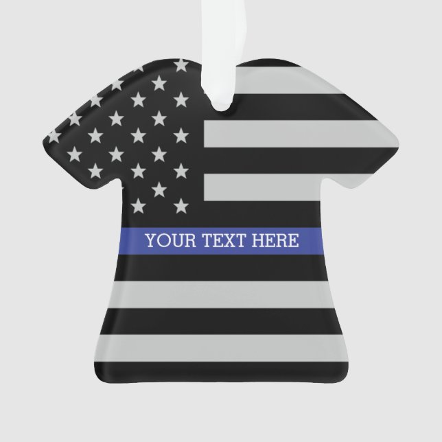 Personalised Thin Blue Line American Flag Ornament (Front)
