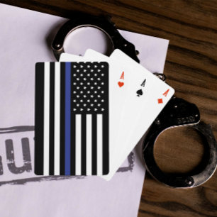 Personalised Thin Blue Line American Flag Playing Cards