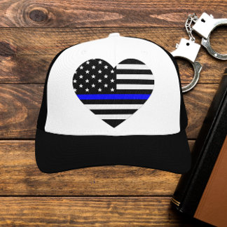 Personalised Thin Blue Line American Flag Trucker Hat