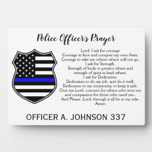Personalised Thin Blue Line Badge Police Prayer Plaque