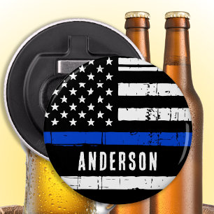 Personalised Thin Blue Line Flag Police Bottle Opener