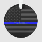 Personalised Thin Blue Line Grey US Flag Decors