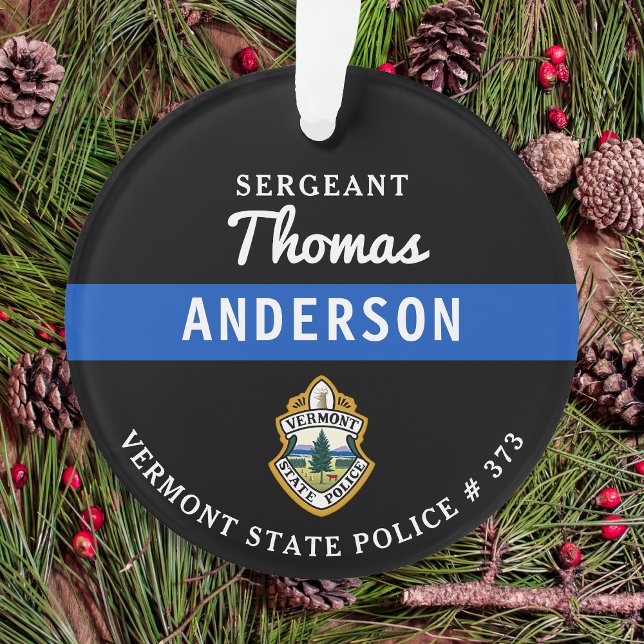 Personalised Thin Blue Line Logo Police Officer Ornament (Creator Uploaded)