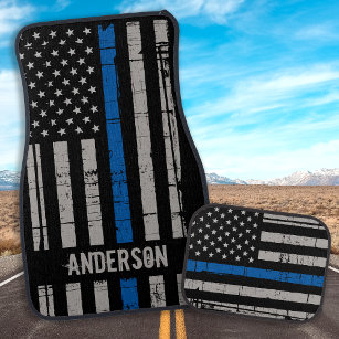Personalised Thin Blue Line Police Car Mat