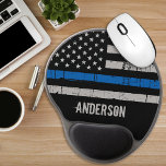 Personalised Thin Blue Line Police Gel Mouse Pad<br><div class="desc">Thin Blue Line Mouse Pad - American flag in Police Flag colours,  distressed design . Personalise with Officer's name. This personalised police officer planner is perfect for police departments. COPYRIGHT © 2020 Judy Burrows,  Black Dog Art - All Rights Reserved. Personalised Thin Blue Line Police Gel Mouse Pad</div>