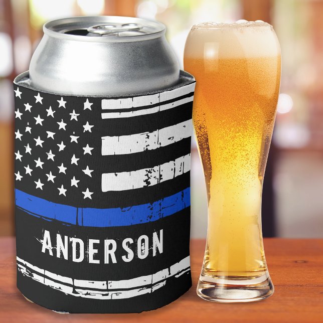 Personalised Thin Blue Line Police Officer Can Cooler (Creator Uploaded)