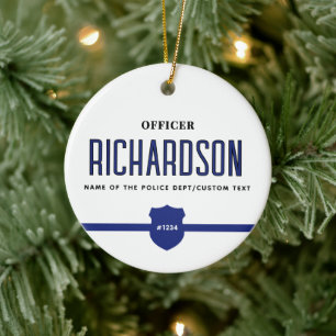 Personalised Thin Blue Line Police Officer Ceramic Ornament