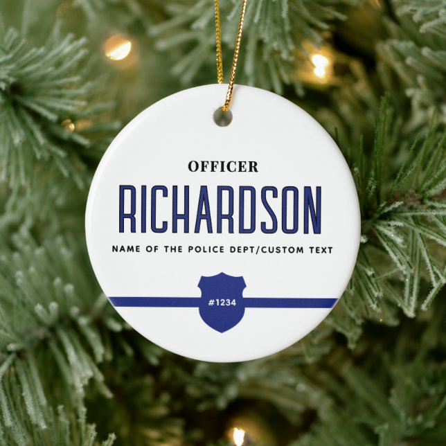 Personalised Thin Blue Line Police Officer Ceramic Ornament (Tree)