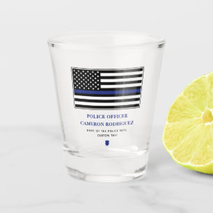 Personalised Thin Blue Line Police Officer Flag Shot Glass
