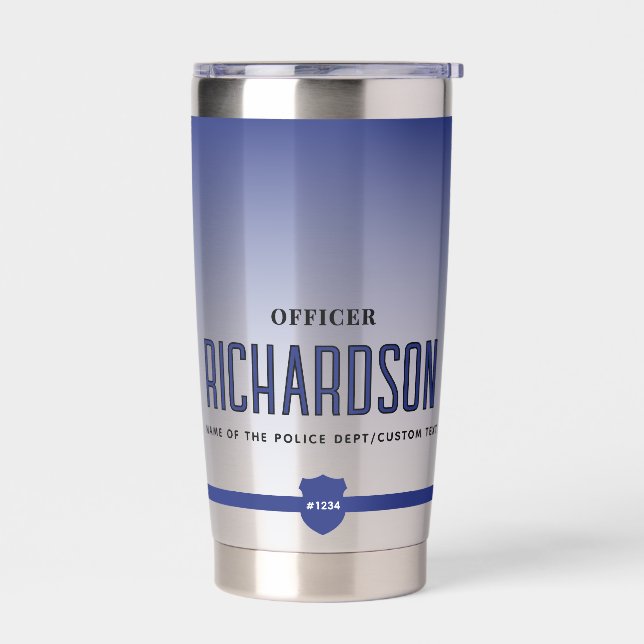Personalised Thin Blue Line Police Officer Insulated Tumbler (Left)