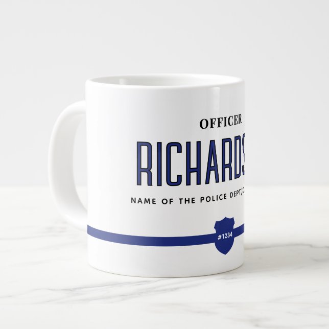 Personalised Thin Blue Line Police Officer Large Coffee Mug (Front Left)
