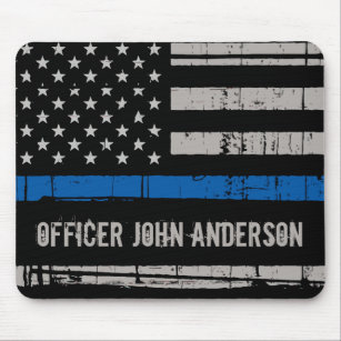 Personalised Thin Blue Line Police Officer Mouse Pad