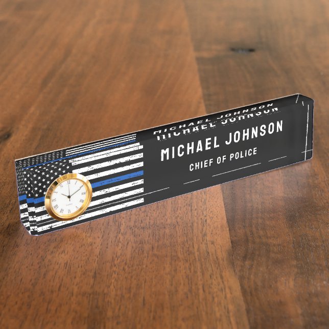 Personalised Thin Blue Line Police Officer Nameplate (Side)