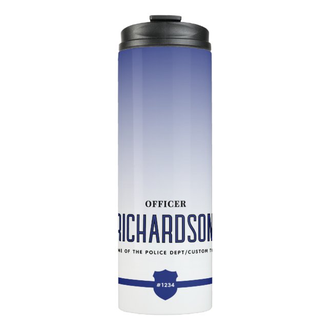 Personalised Thin Blue Line Police Officer Thermal Tumbler (Front)