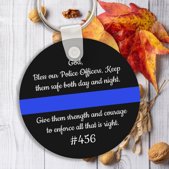 Personalised Thin Blue Line Police Officers Prayer Key Ring (Creator Uploaded)