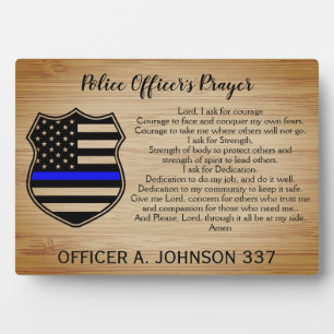 Personalised Thin Blue Line Police Prayer Plaque