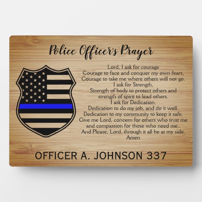 Personalised Thin Blue Line Police Prayer Plaque (Front)