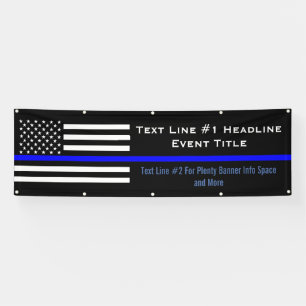 Personalised Thin Blue Line US Flag Medium Display Banner