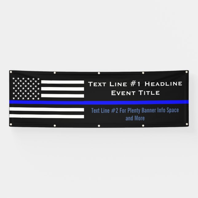 Personalised Thin Blue Line US Flag Medium Display Banner (Horizontal)