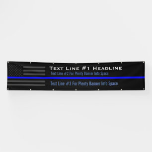 Personalised Thin Blue Line USA Flag Long Display Banner
