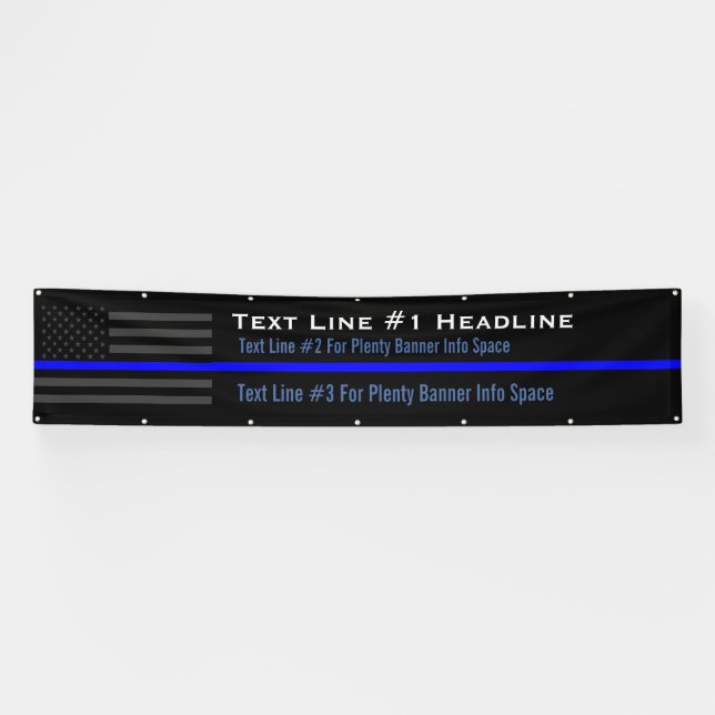 Personalised Thin Blue Line USA Flag Long Display Banner (Horizontal)
